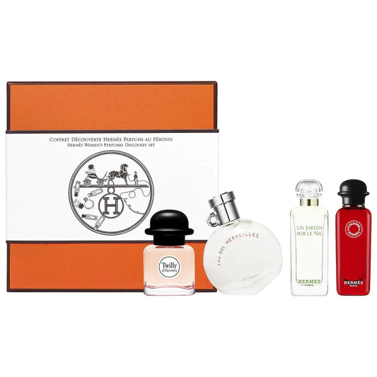 Hermes Miniatures Gift Set: Eau de Parfum 7.5ml + Twilly Eau de Parfum 7.5ml + Un Jardin sur le Nil Eau de Toilette 7.5ml + Eau des Merveilles Eau de Toilette 7.5ml