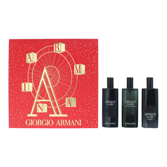 Giorgio Armani Code Pour Homme Gift Set: Eau de Toilette 15ml + Eau de Parfum 15ml + Parfum 15ml