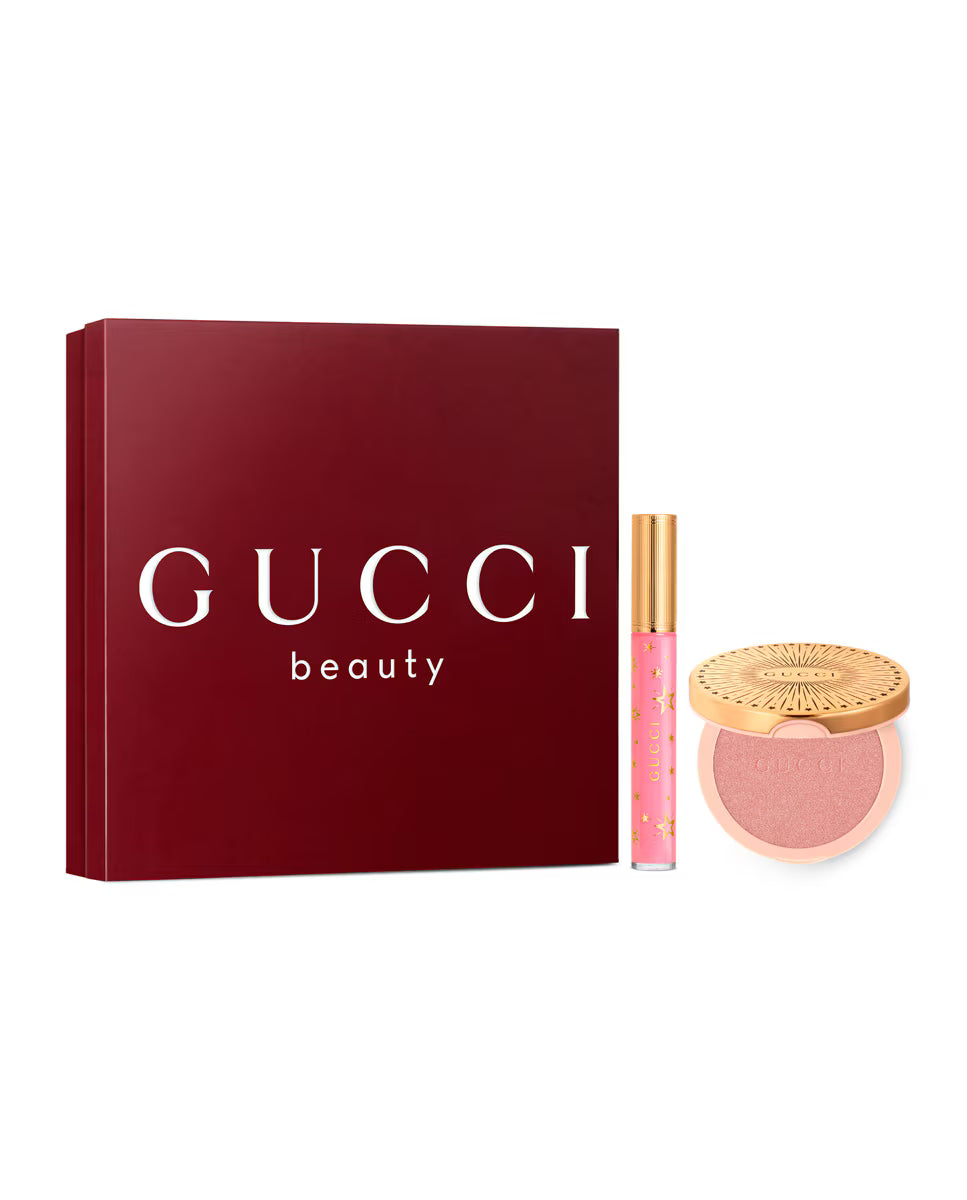 Gucci Glow Illuminator Set Opal Pink Glow Highlighter + Bertha Pink Lip Gloss