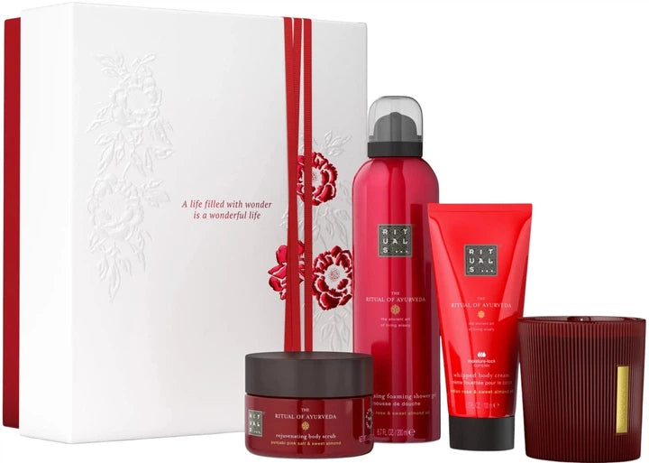 Rituals Ayurveda Foaming Shower Gel + Body Cream + Body Scrub + Candle