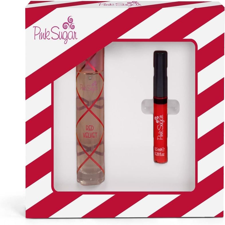 Aquolina Pink Sugar Red Velvet 50ml EDT Spray 8.5ml Lip Gloss