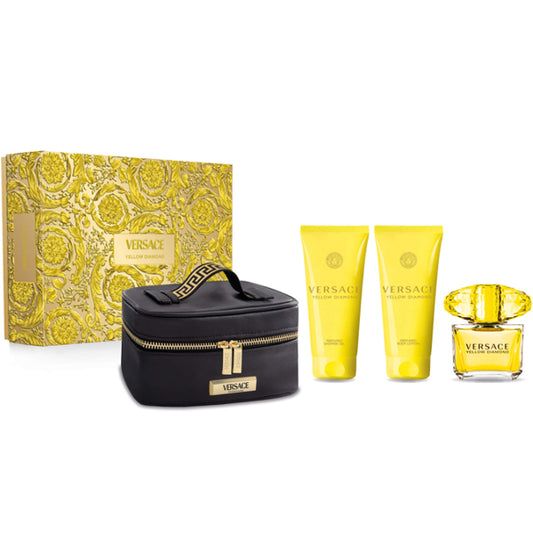 Versace Yellow Diamond Eau de Toilette Spray + Shower Gel + Body Lotion + Pouch
