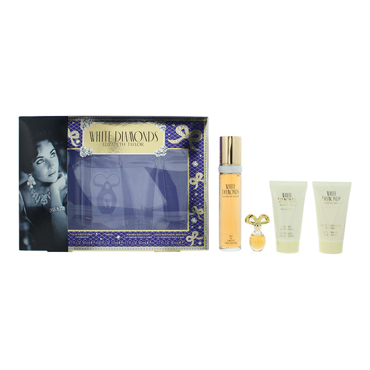 Elizabeth Taylor White Diamonds 4 Piece Gift Set: Eau de Toilette 50ml + Body Lotion + Shower Gel + Eau de Toilette Mini