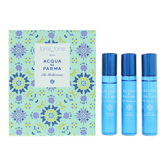Acqua di Parma Blu Mediterraneo Gift Set: Arancia di Capri Eau de Toilette 12ml + Fico di Amalfi Eau de Toilette 12ml + Mirto di Panarea Eau de Toilette 12ml
