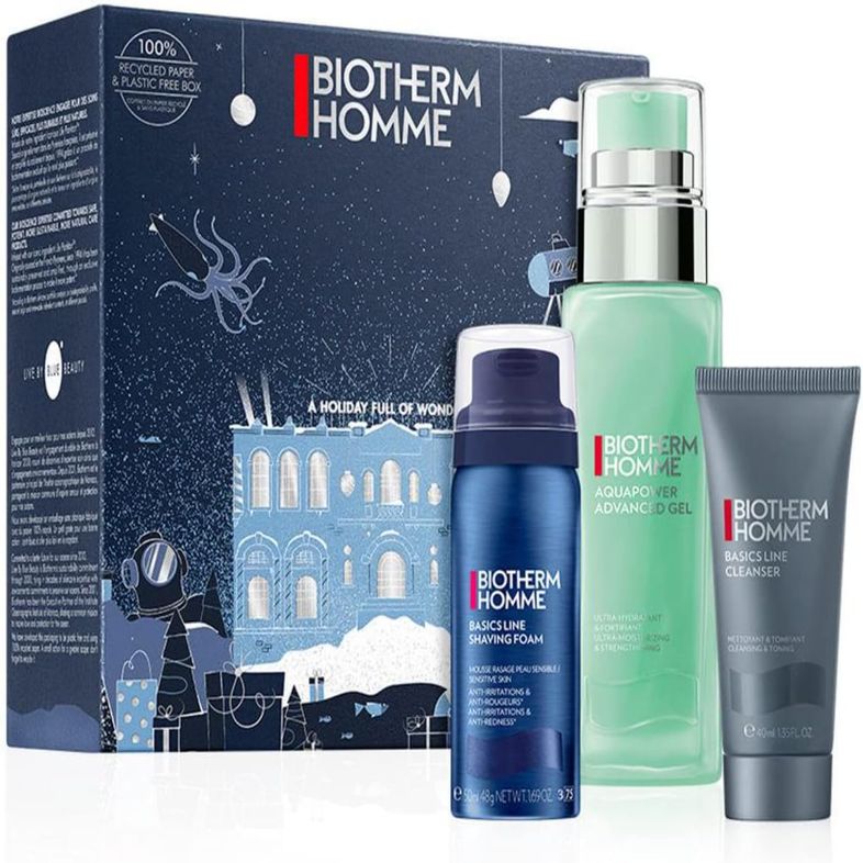 Biotherm Homme Aqua Power 3 Piece Gift Set: Cleansing Gel 40ml, Shaving Foam 50ml & Ultra-Moisturising & Strengthening Gel 75ml