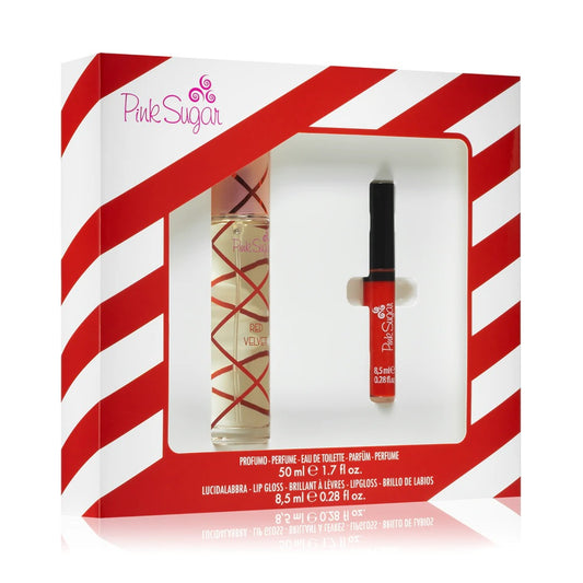 Aquolina Pink Sugar Red Velvet Gift Set: Eau de Toilette 50ml + Lip Gloss 8.5ml