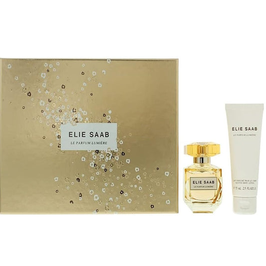 Elie Saab Le Parfum Lumiere Eau de Parfum Spray 50ml and 75ml Body Lotion Gift Set