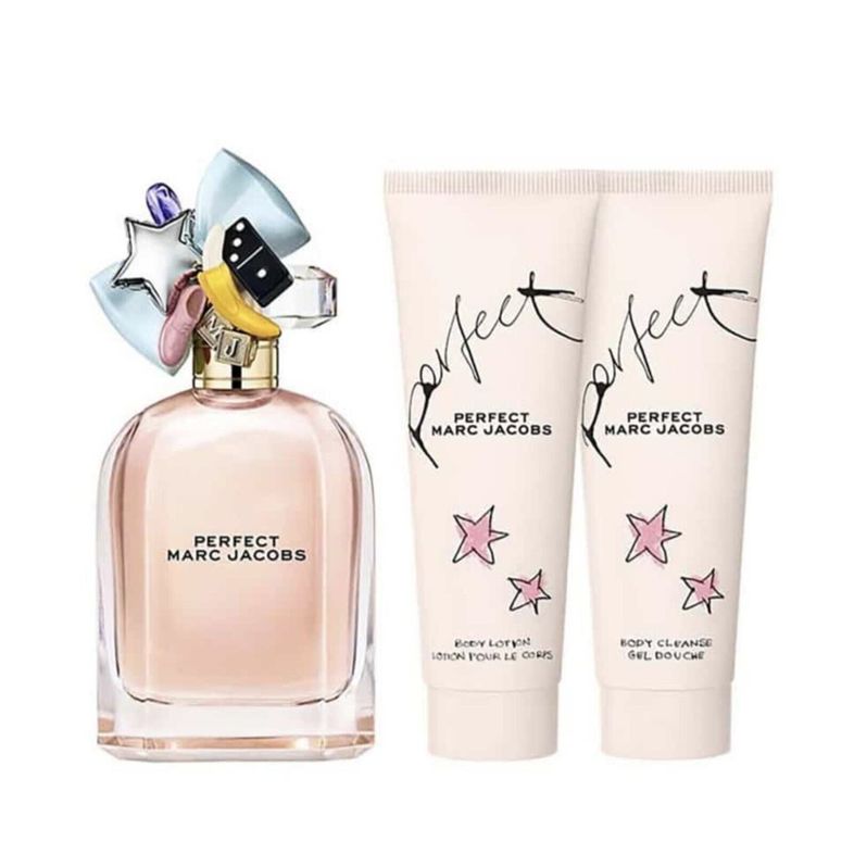Marc Jacobs Perfect 100ml EDP Spray +75ml Body Lotion +75ml Shower Gel -Gift Set